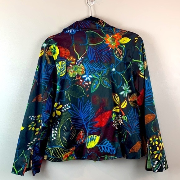 Chico’s Whimsical Night Gretta Tropical Floral Moto Jacket NWOT - Picture 4 of 9